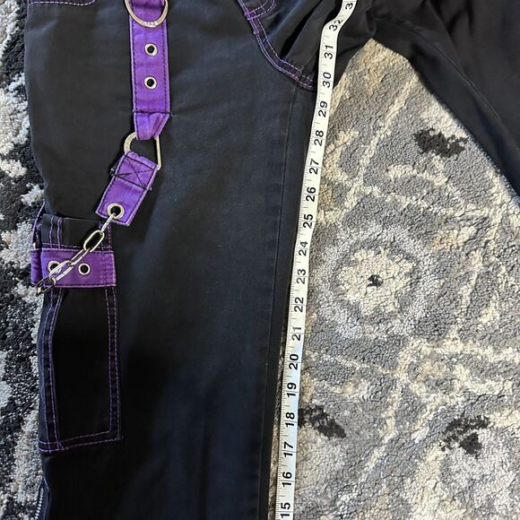 TRIPP NYC Daang Goodman Black & Purple Wide Leg Cargo Womens Size 1 Pants - Picture 8 of 9